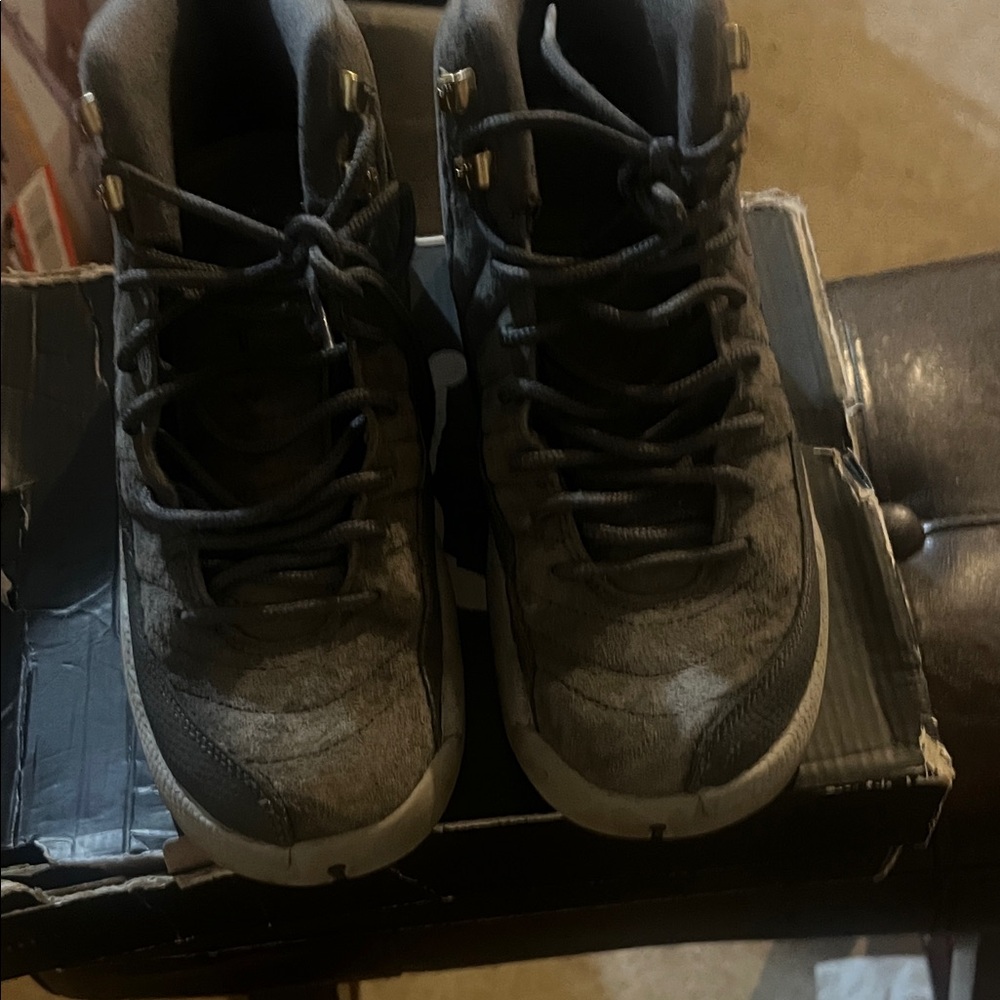 Jordan Black and Gray Kids High-Top Sneakers